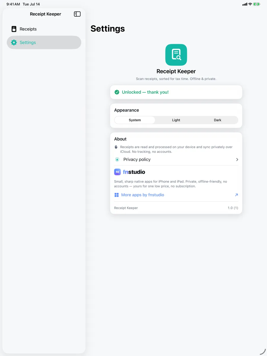 Keepsy: Receipt Keeper — Private, offline, one-time purchase