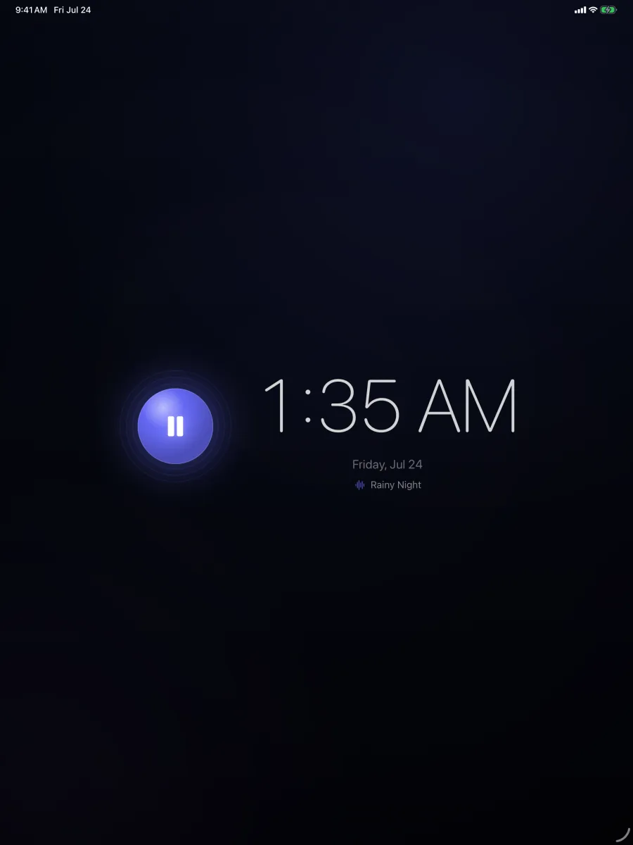 Lull: Sleep Sounds — iPad — Night Mode clock