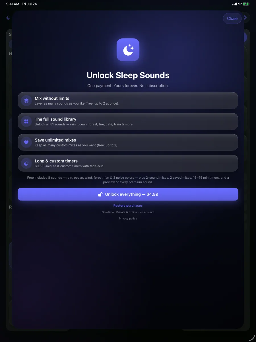 Lull: Sleep Sounds — iPad — one-time unlock