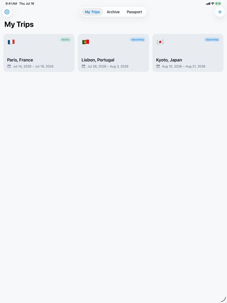 Voyager: Trip Companion — iPad — all your trips