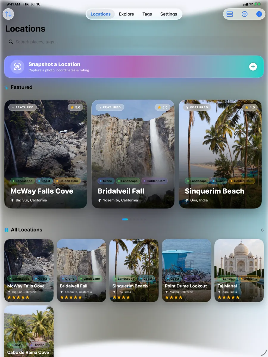 Waypoint: Location Snapshot — iPad — library