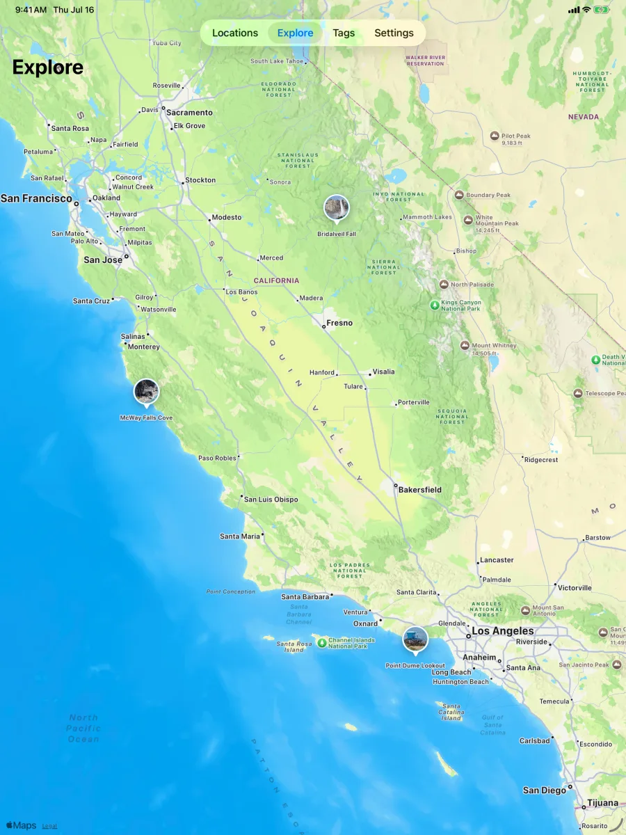 Waypoint: Location Snapshot — iPad — explore map