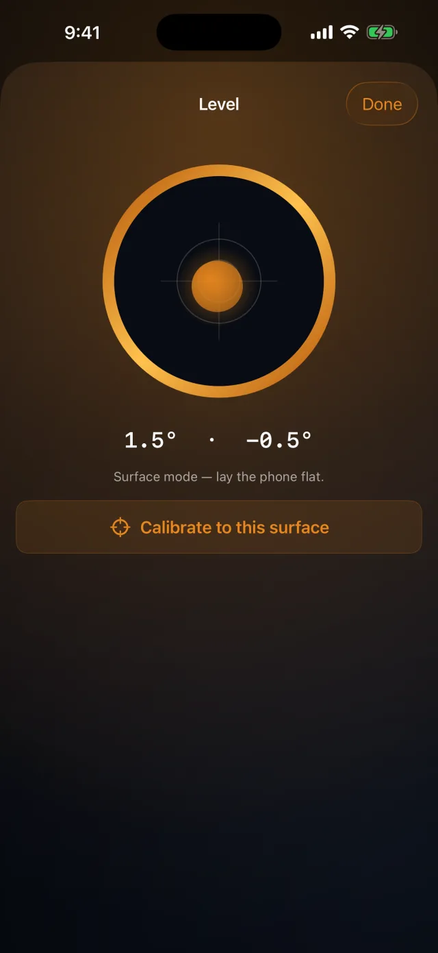 Compass Toolkit — A precise digital bubble level for tripods, shelves and slopes.