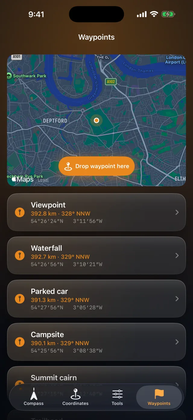 Compass Toolkit — Drop, name and see your waypoints together on a map.
