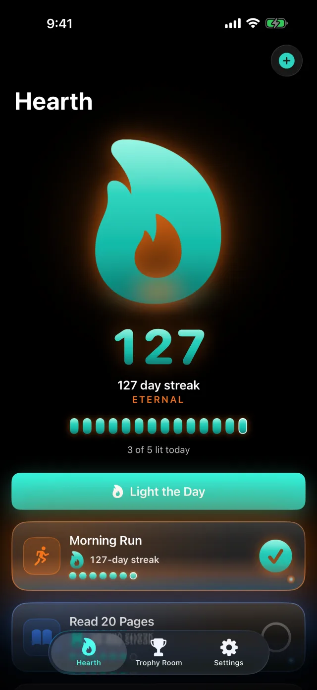 Habit Streak: Habits Tracker — The Cyber skin — one cohesive glow, no rainbow.