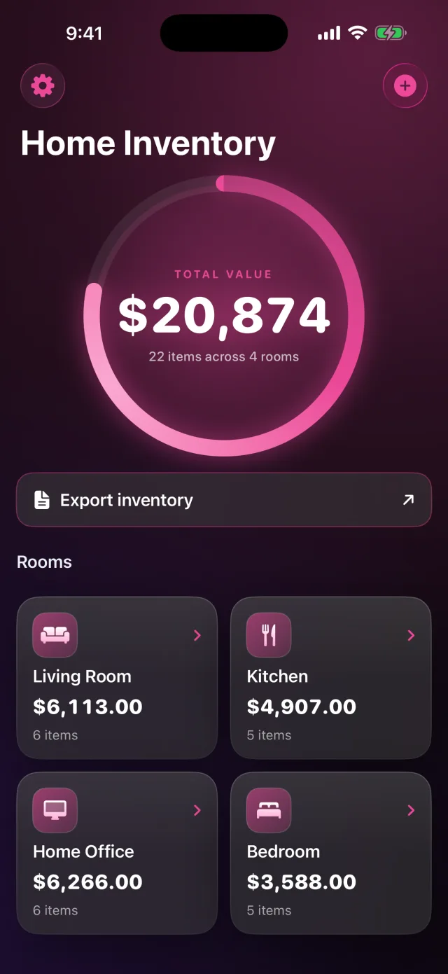 HomeVault: Inventory screenshot