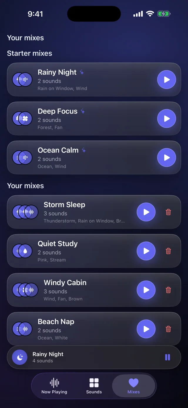 Lull: Sleep Sounds — Saved mixes