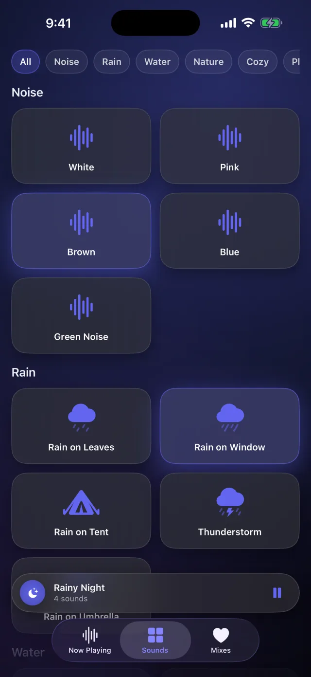 Lull: Sleep Sounds — 51 sounds in 6 categories
